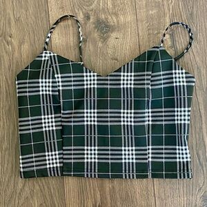 Love Tree Bland and White Plaid Camisole Crop Top